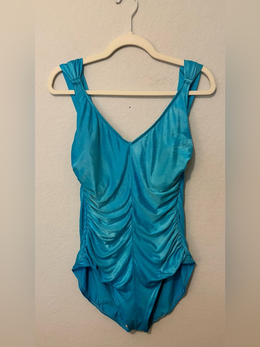 Rose Marie Reid Vintage One Piece Metallic Blue Women’s Swimsuit Size L